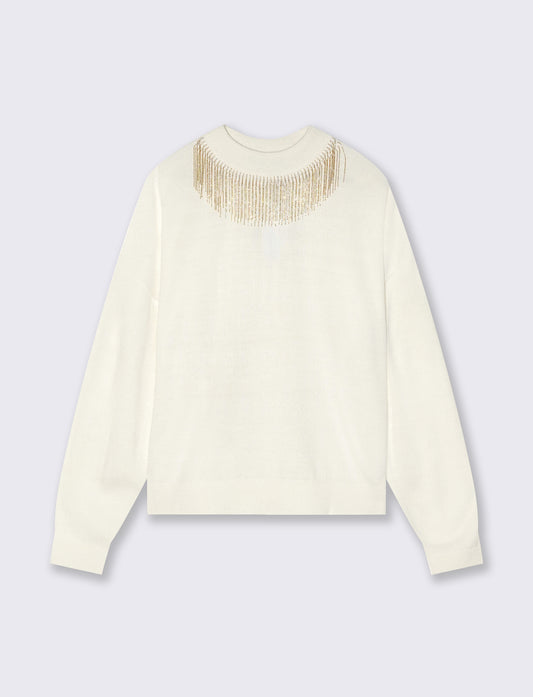 PULLOVER CON PERLINE - Avorio