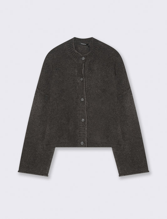 CARDIGAN CON BOTTONI EFFETTO TARTARUGATO - Antracite melange