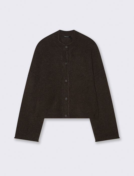 CARDIGAN CON BOTTONI EFFETTO TARTARUGATO - Moro