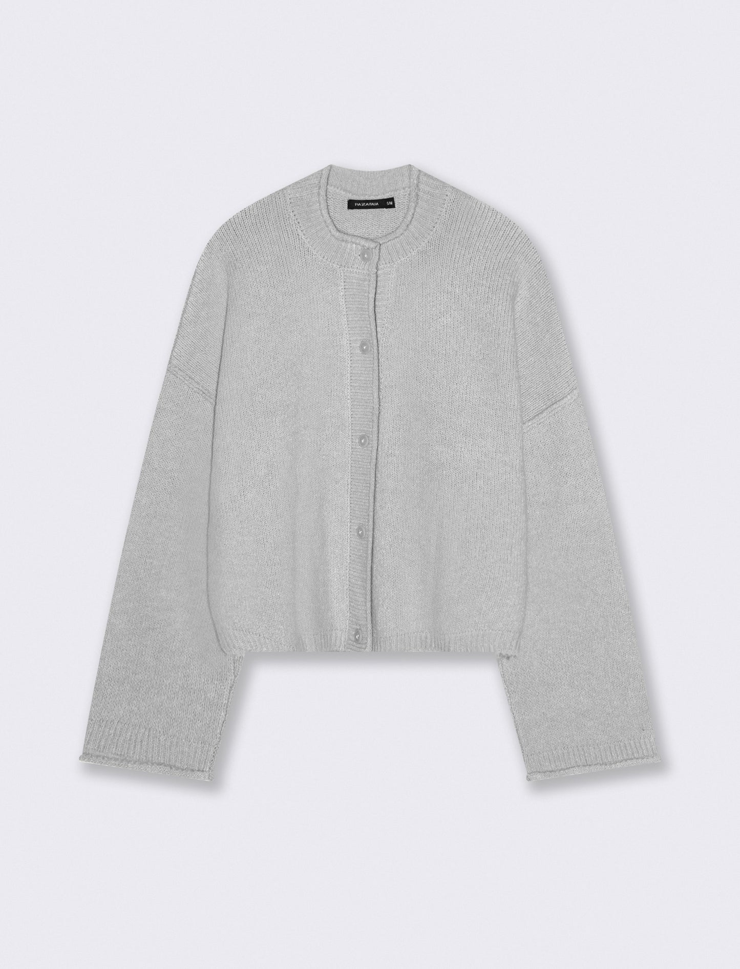 CARDIGAN CON BOTTONI EFFETTO TARTARUGATO - Grigio chiaro mel.