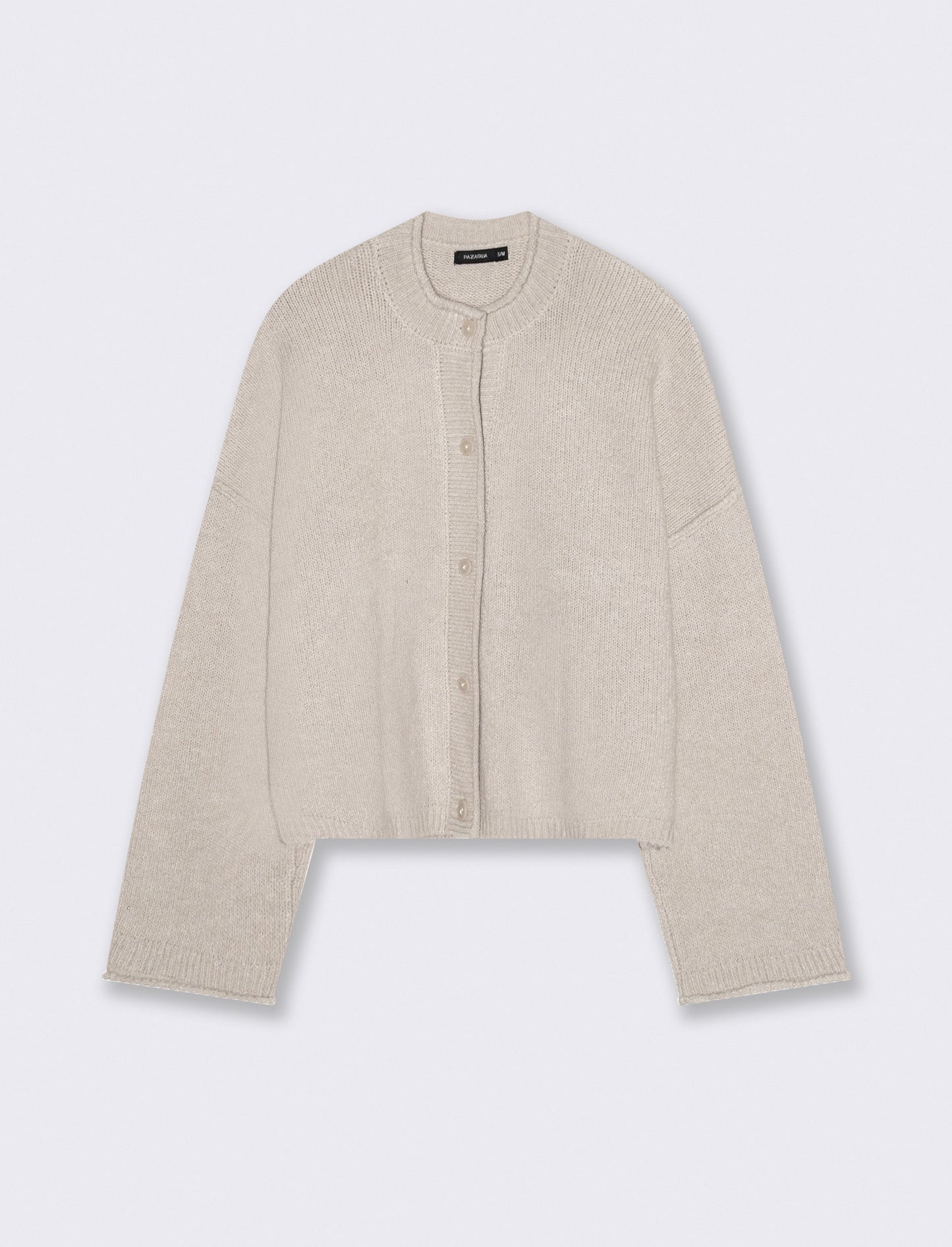 CARDIGAN CON BOTTONI EFFETTO TARTARUGATO - Beige grano