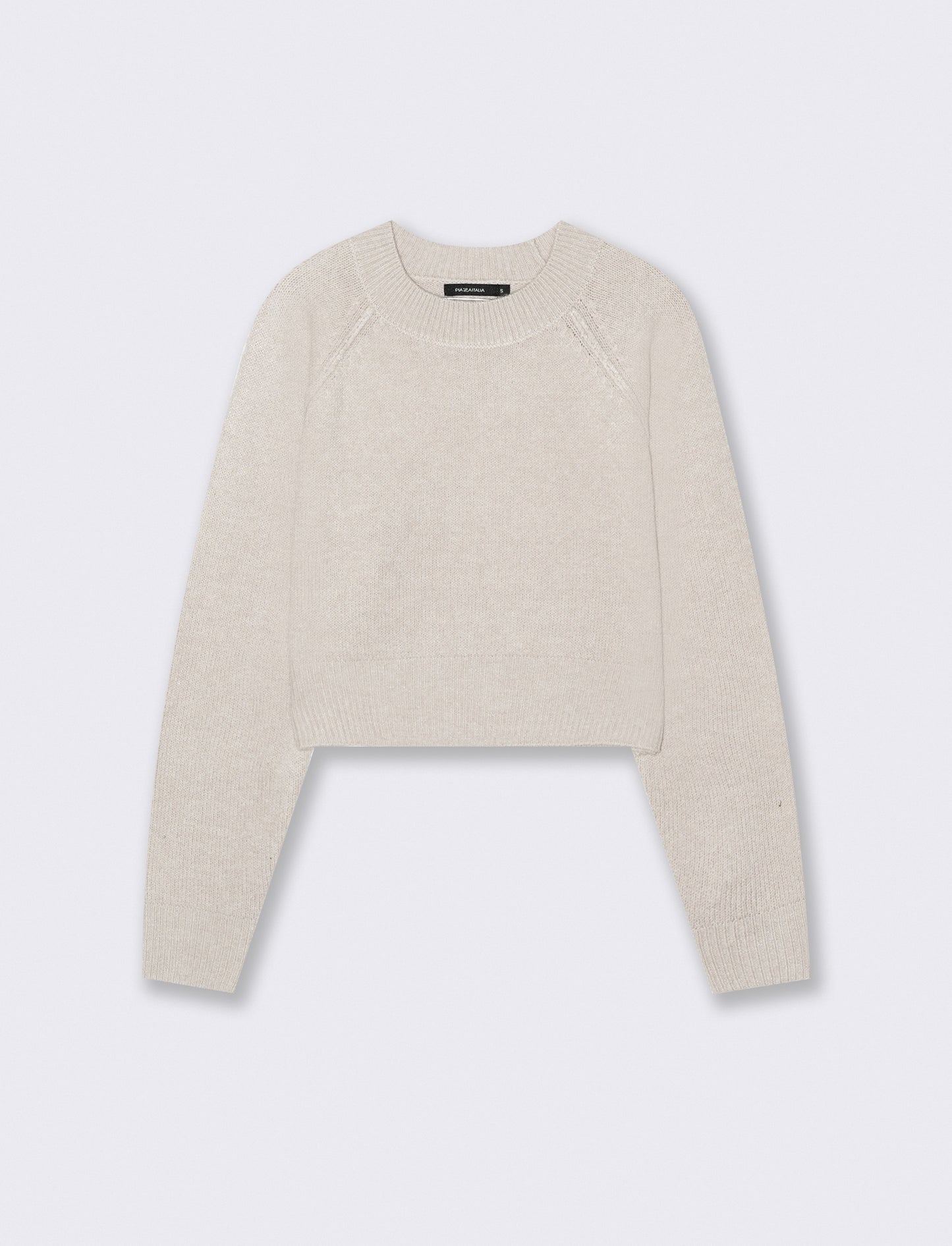 PULLOVER CROP CON CUCITURE IN RILIEVO - Beige grano