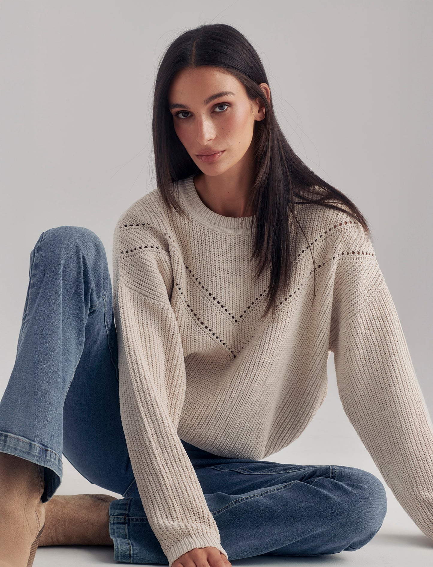 PULLOVER IN CINIGLIA - Beige grano