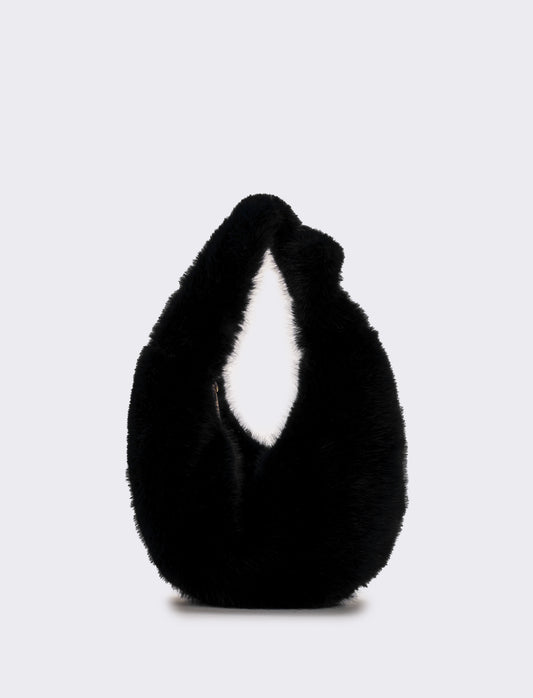 Borsa a mano donna in finta pelliccia - Nero