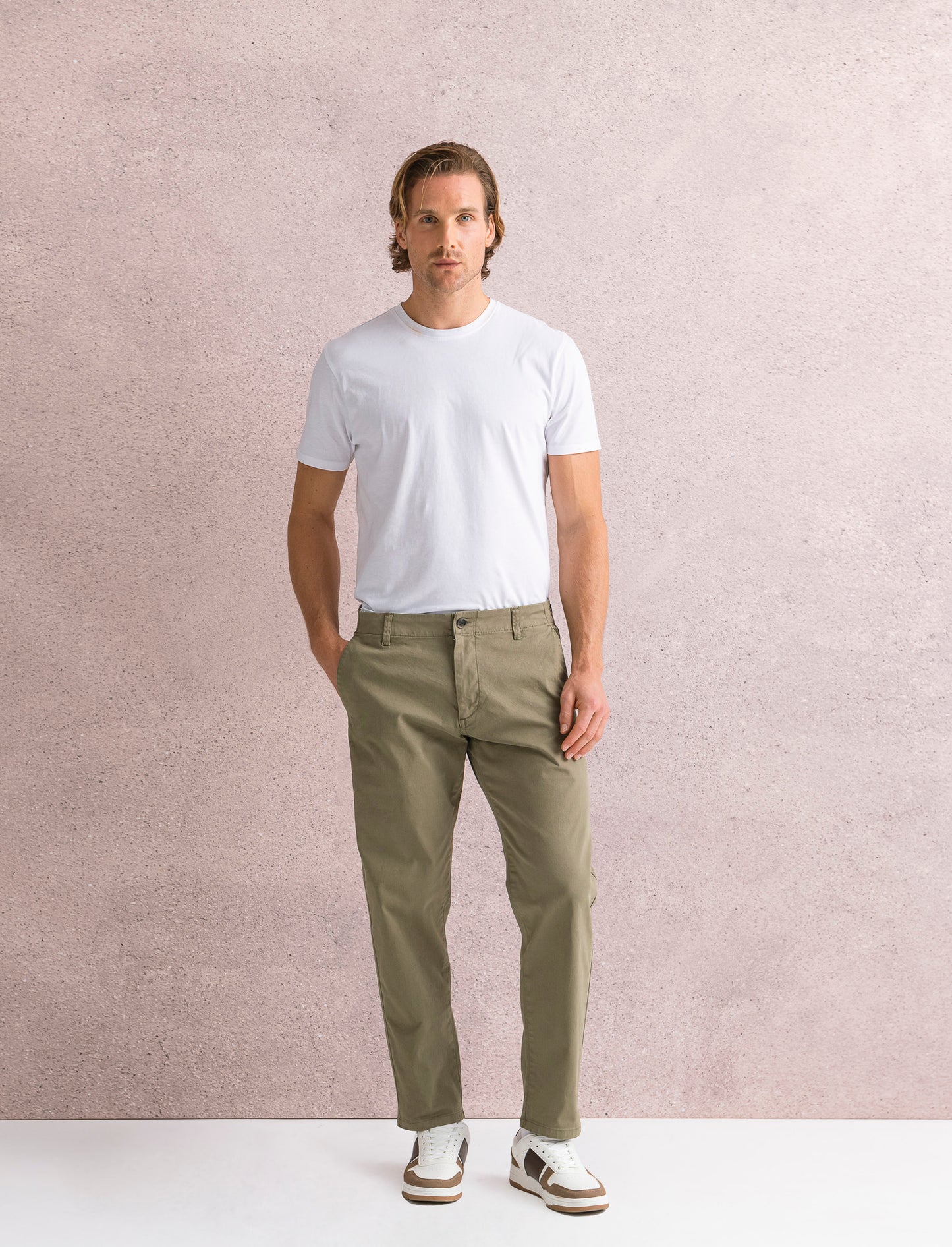 PANTALONI CHINO REGULAR FIT - Verde oliva