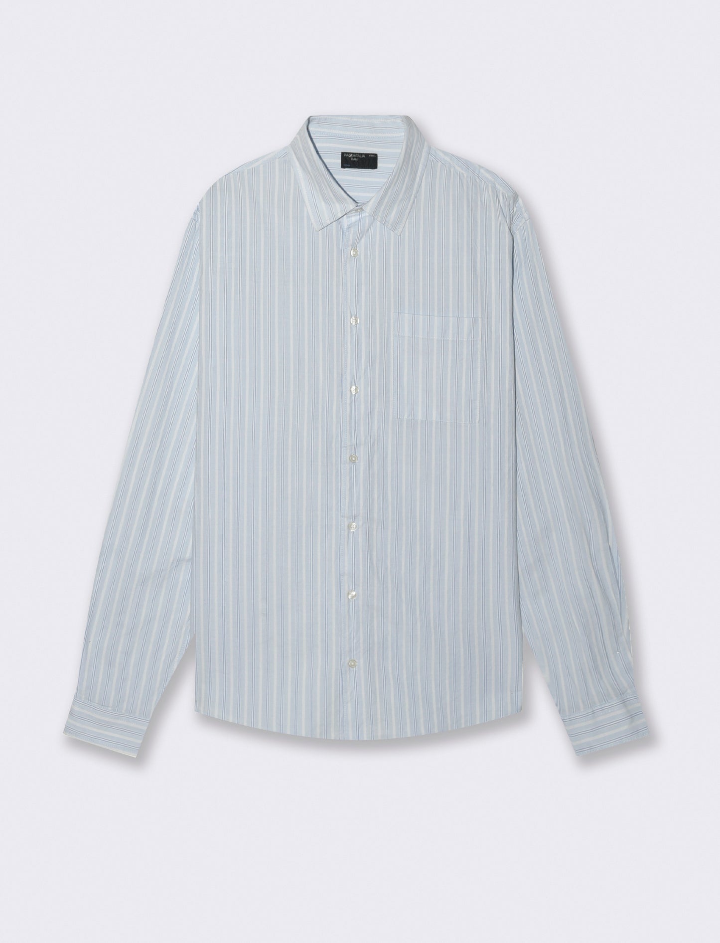 CAMICIA FANTASIA A RIGHE - Celeste