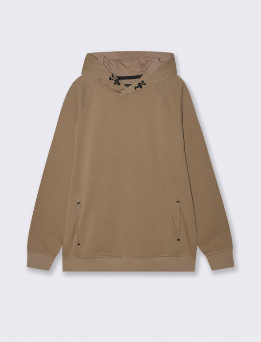 FELPA  CON CAPPUCCIO IN INTERLOCK CON CERNIERA - Grigio tortora
