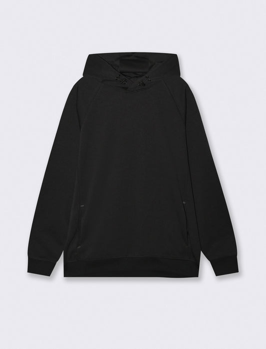 FELPA  CON CAPPUCCIO IN INTERLOCK CON CERNIERA - Nero