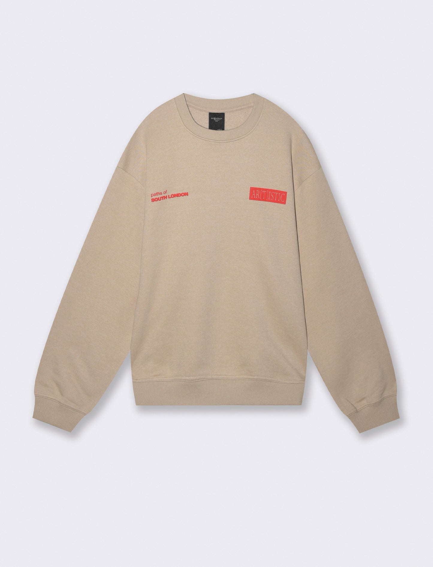 FELPA GIROCOLLO BOXY FIT CON STAMPA - Beige