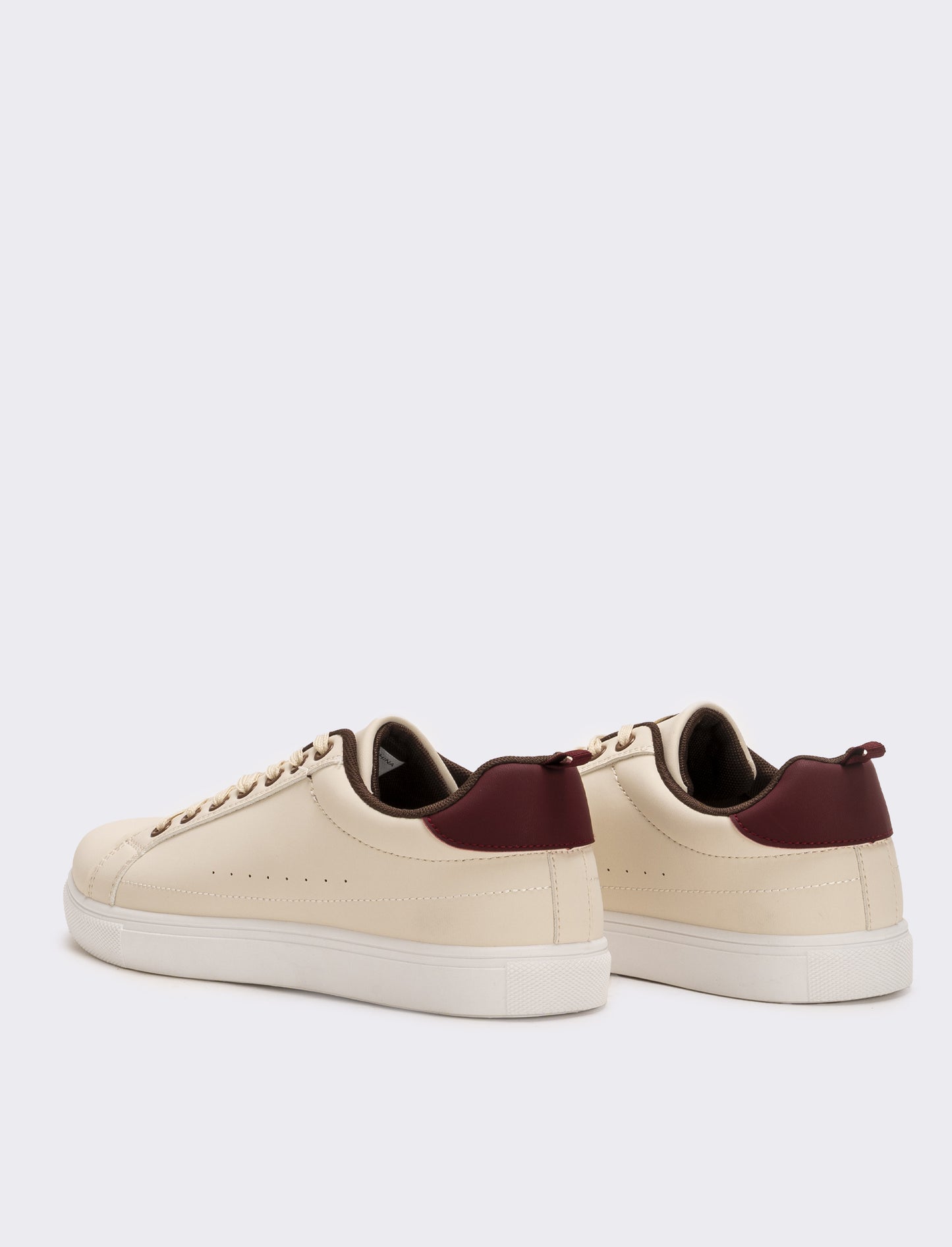 Sneakers con riporto bordeaux da uomo - Bianco burro