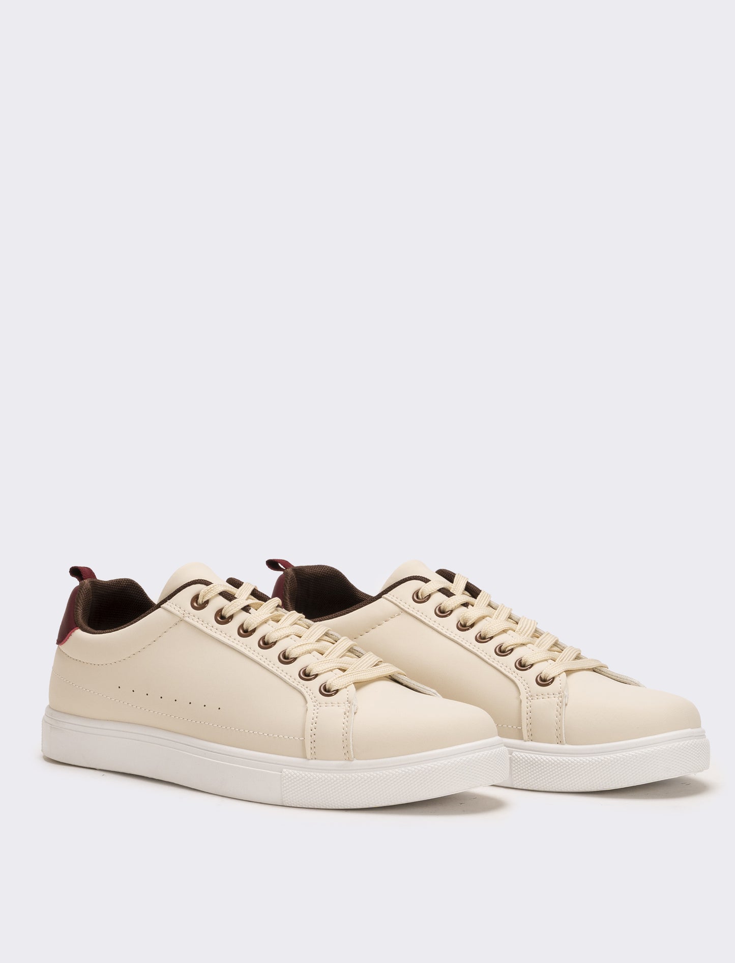 Sneakers con riporto bordeaux da uomo - Bianco burro