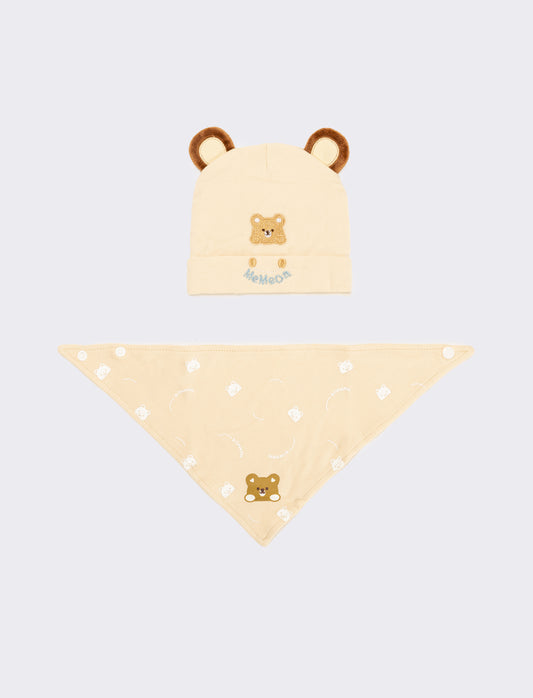 Cuffia e triangolo neonato - Beige