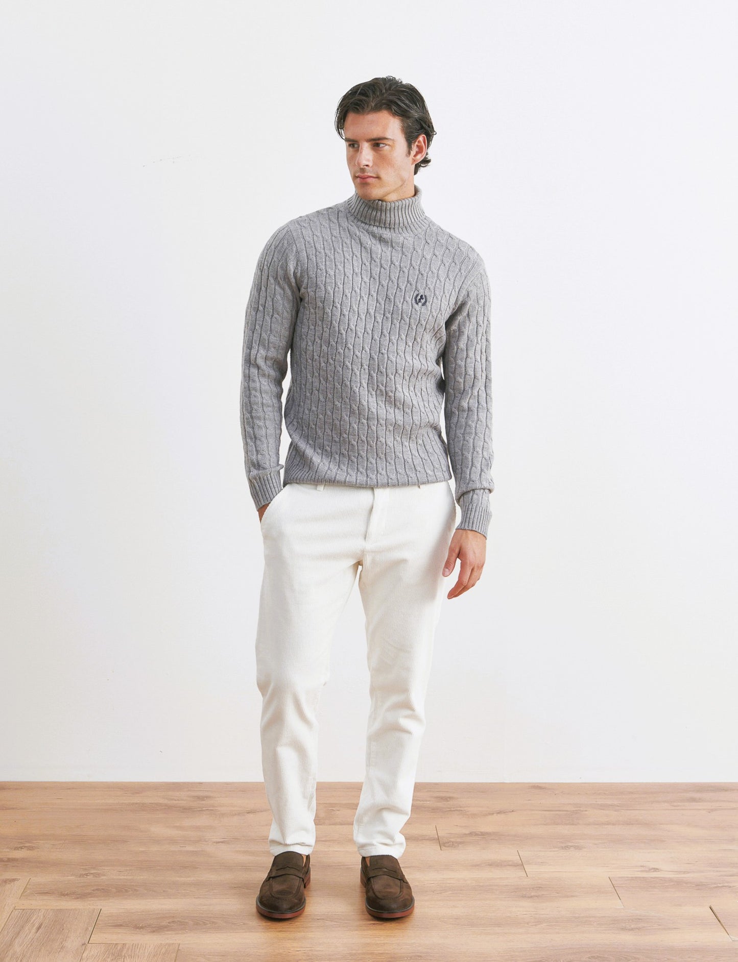 PANTALONI CHINO IN VELLUTO - Bianco