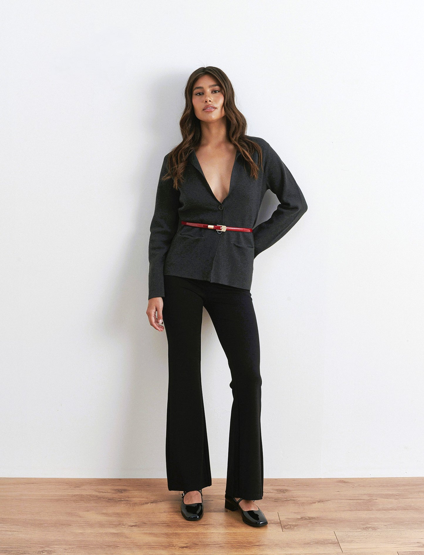 PANTALONE ADERENTE FLARE - Nero