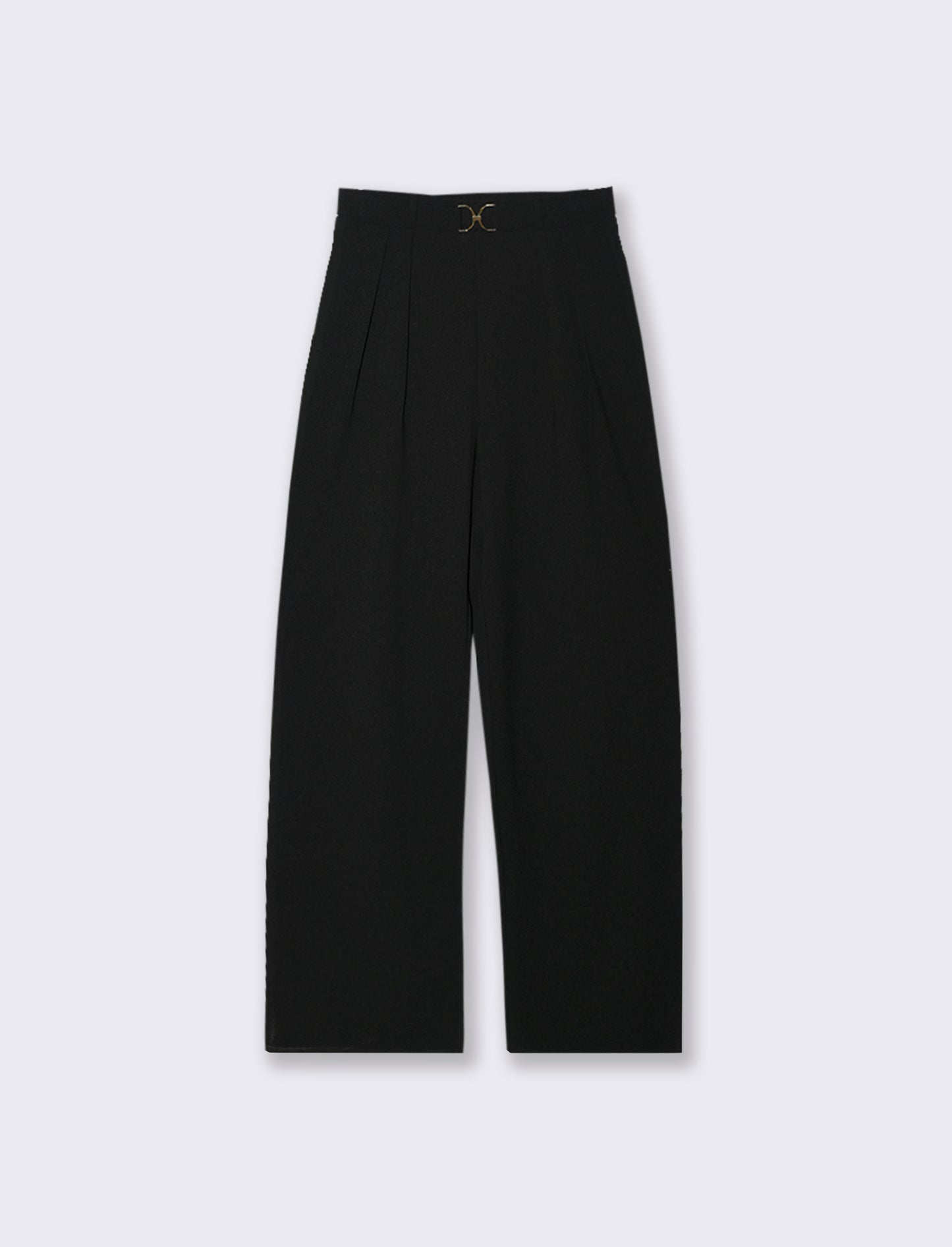 PANTALONE CON FIBIA E PENCE - Nero