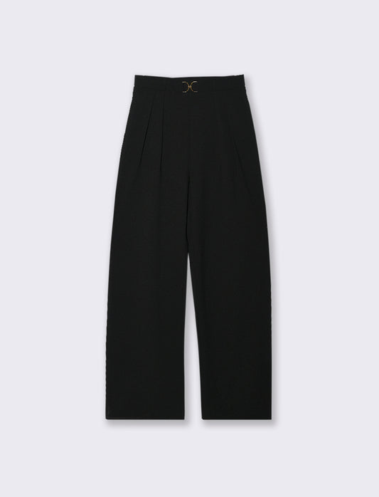 PANTALONE CON FIBIA E PENCE - Nero