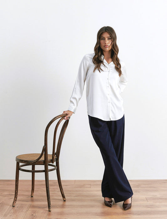 PANTALONE CON FIBIA E PENCE - Blu