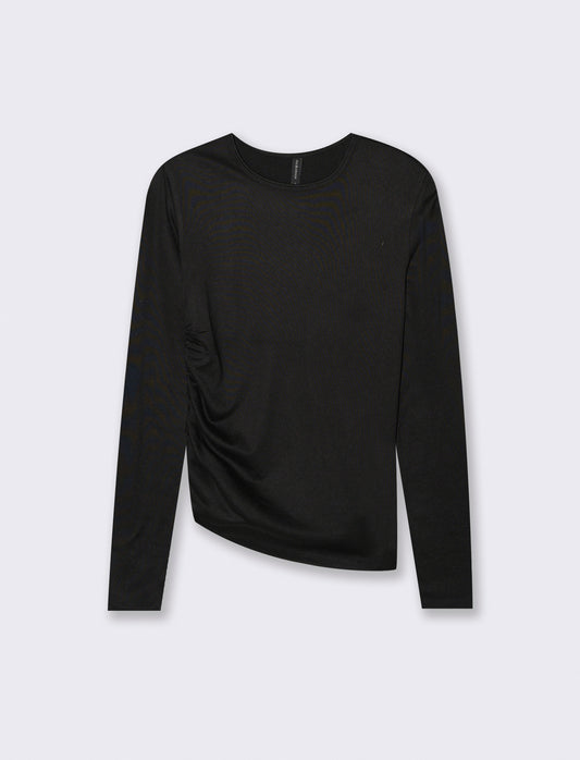 T-SHIRT  CON ARRICCIO - Nero