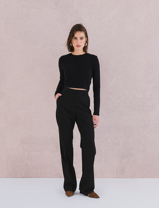 T-SHIRT BASICA CROP - Nero
