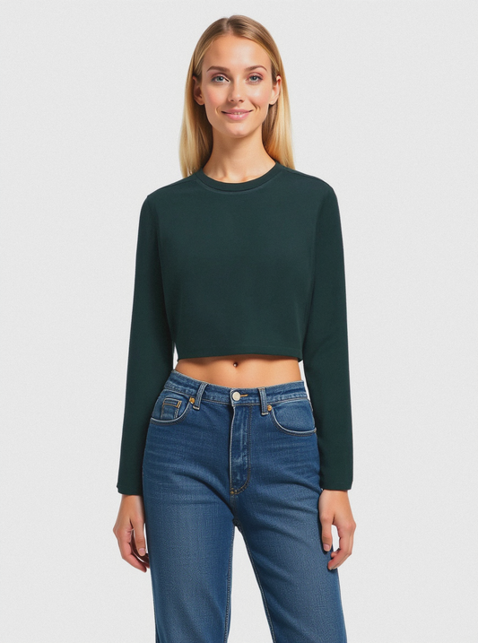 T-SHIRT BASICA CROP - Verde bosco