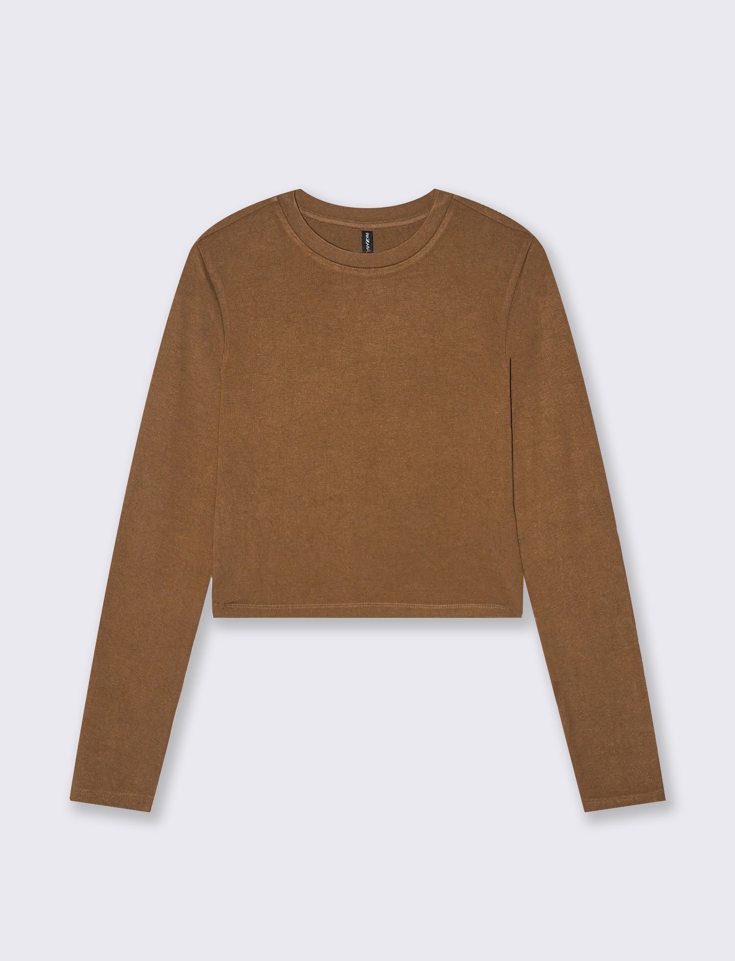 T-SHIRT BASICA CROP - Marrone tabacco