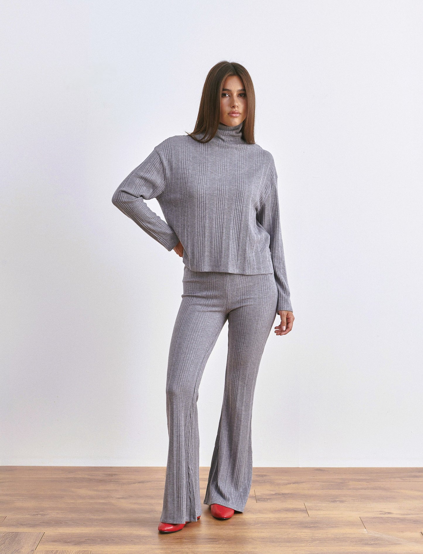 LEGGINGS  FLARE - Grigio melange
