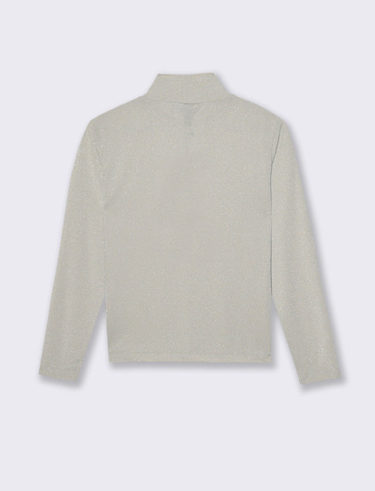 T-SHIRT IN TESSUTO CON FILO EFFETTO METALLO - Avorio