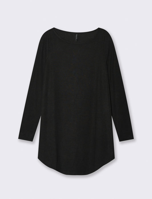 T-SHIRT CON SCOLLO A BARCA - Nero