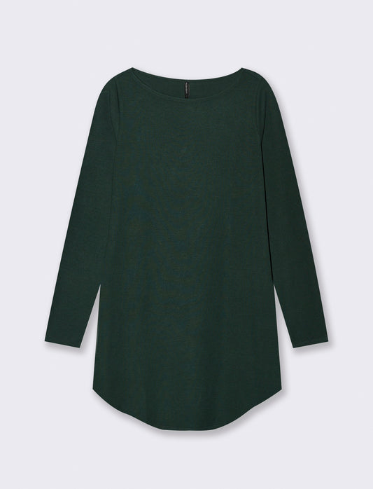 T-SHIRT CON SCOLLO A BARCA - Verde scuro