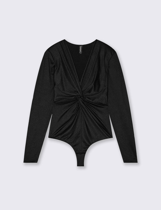 BODY CON SCOLLO A V - Nero