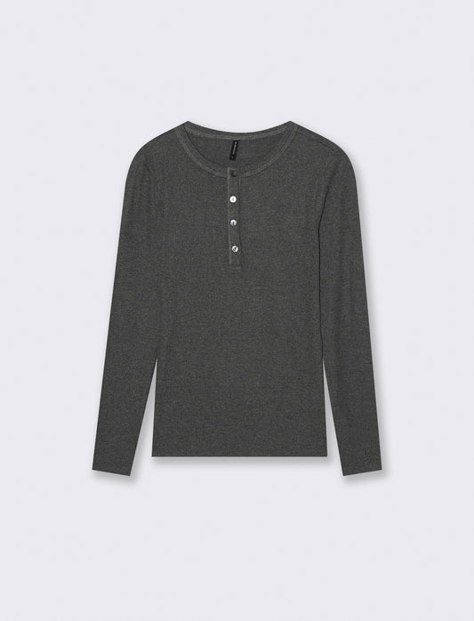 T-SHIRT BASICA SCOLLO SERAFINO - Grigio scuro