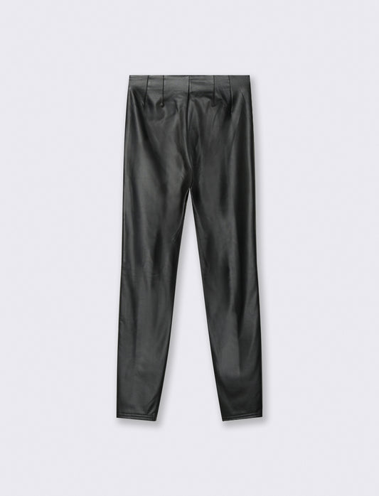 LEGGING IN TESSUTO EFFETTO PELLE - Nero