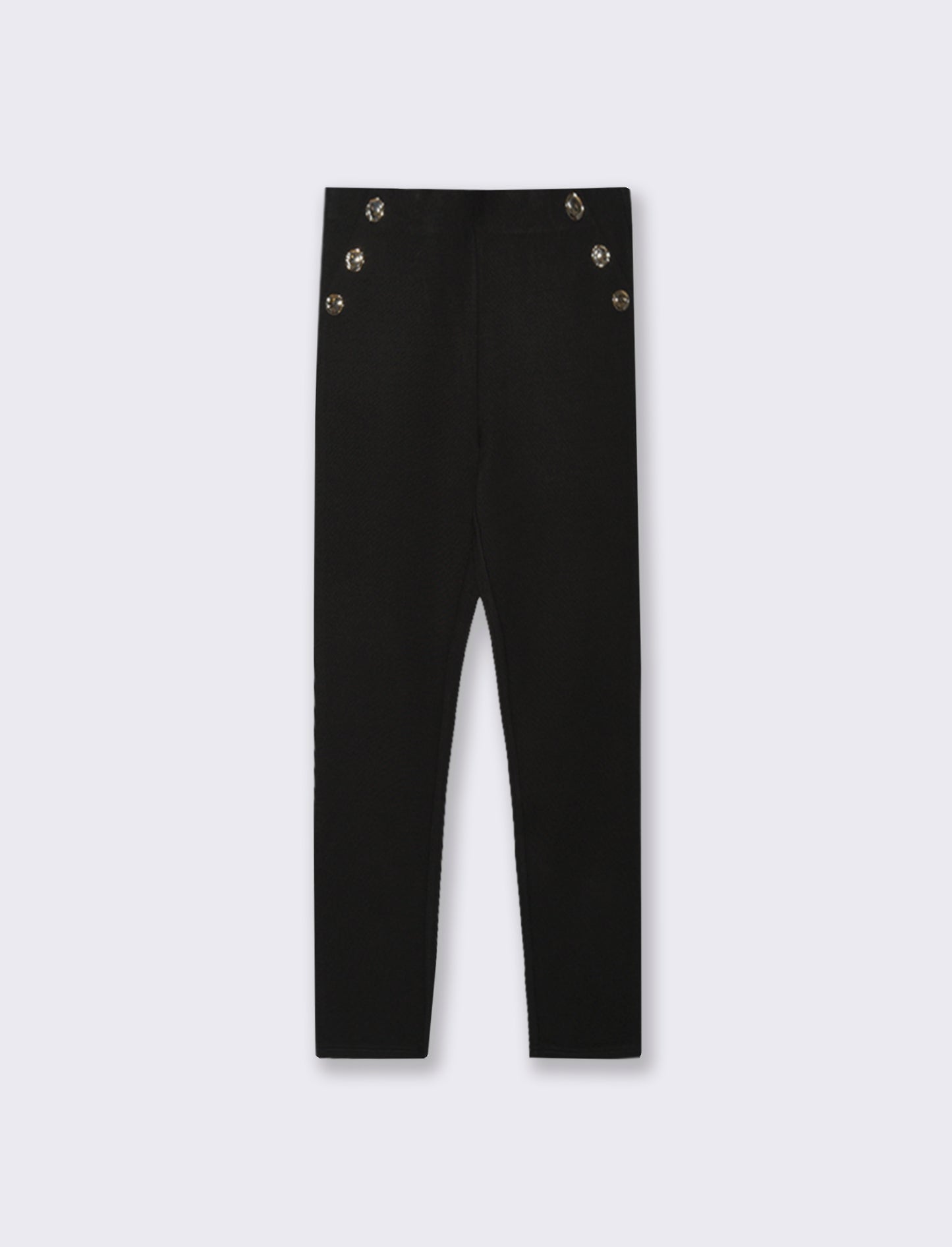 LEGGING IN PUNTO MILANO CON BOTTONI - Nero