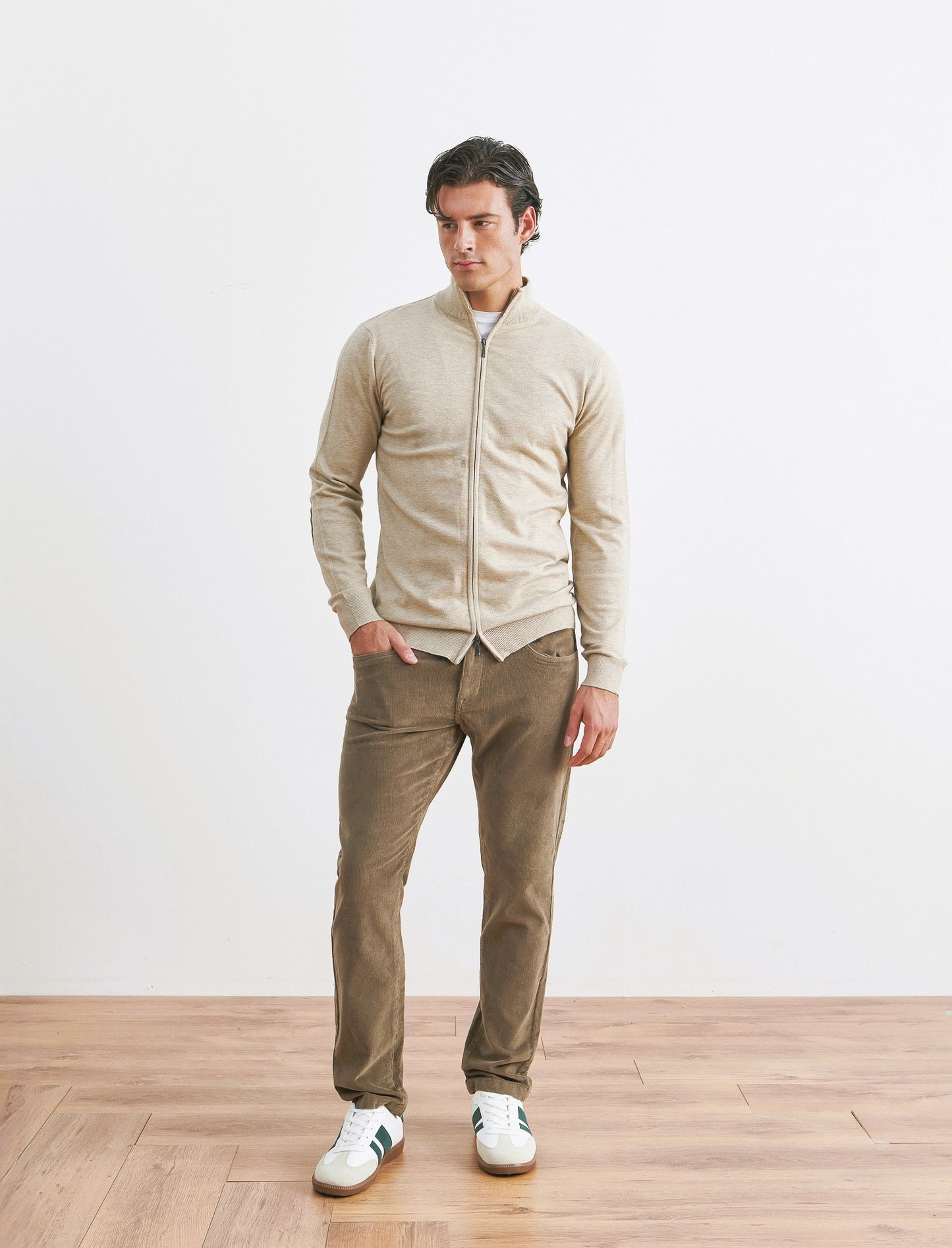 PANTALONI 5 TASCHE IN VELLUTO - Grigio fango