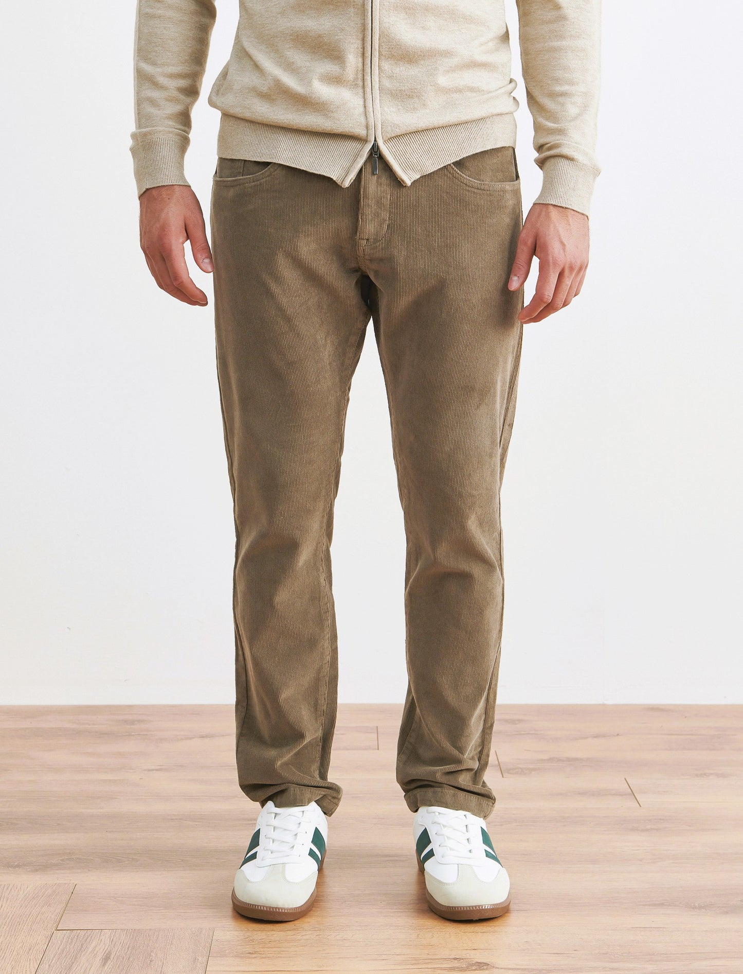 PANTALONI 5 TASCHE IN VELLUTO - Grigio fango