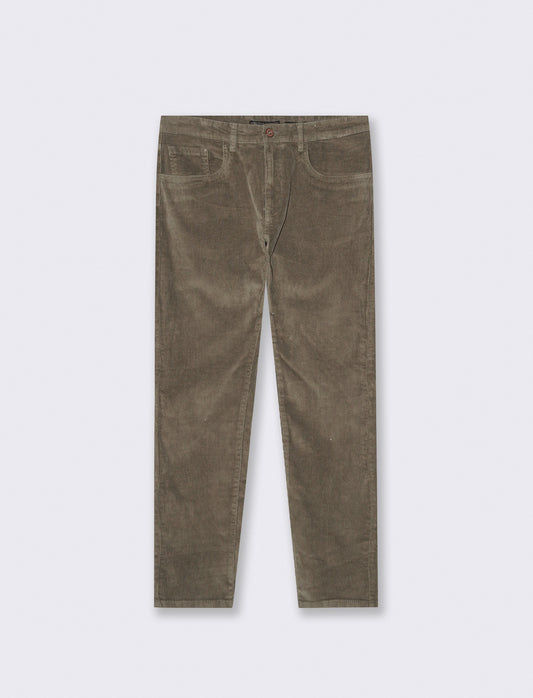 PANTALONI 5 TASCHE IN VELLUTO - Grigio fango