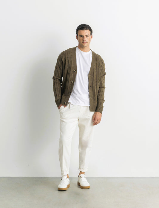 PANTALONI CHINO JOGGER IN VELLUTO - Bianco