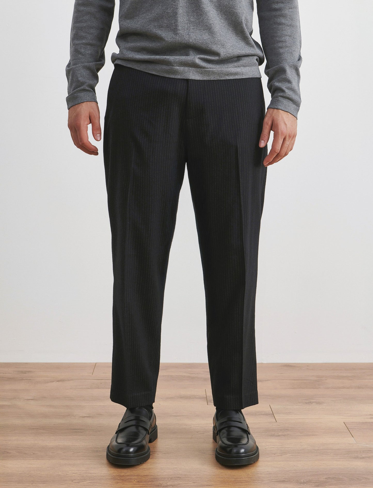 PANTALONI CHINO GESSATI EASY FORMAL FIT - Nero