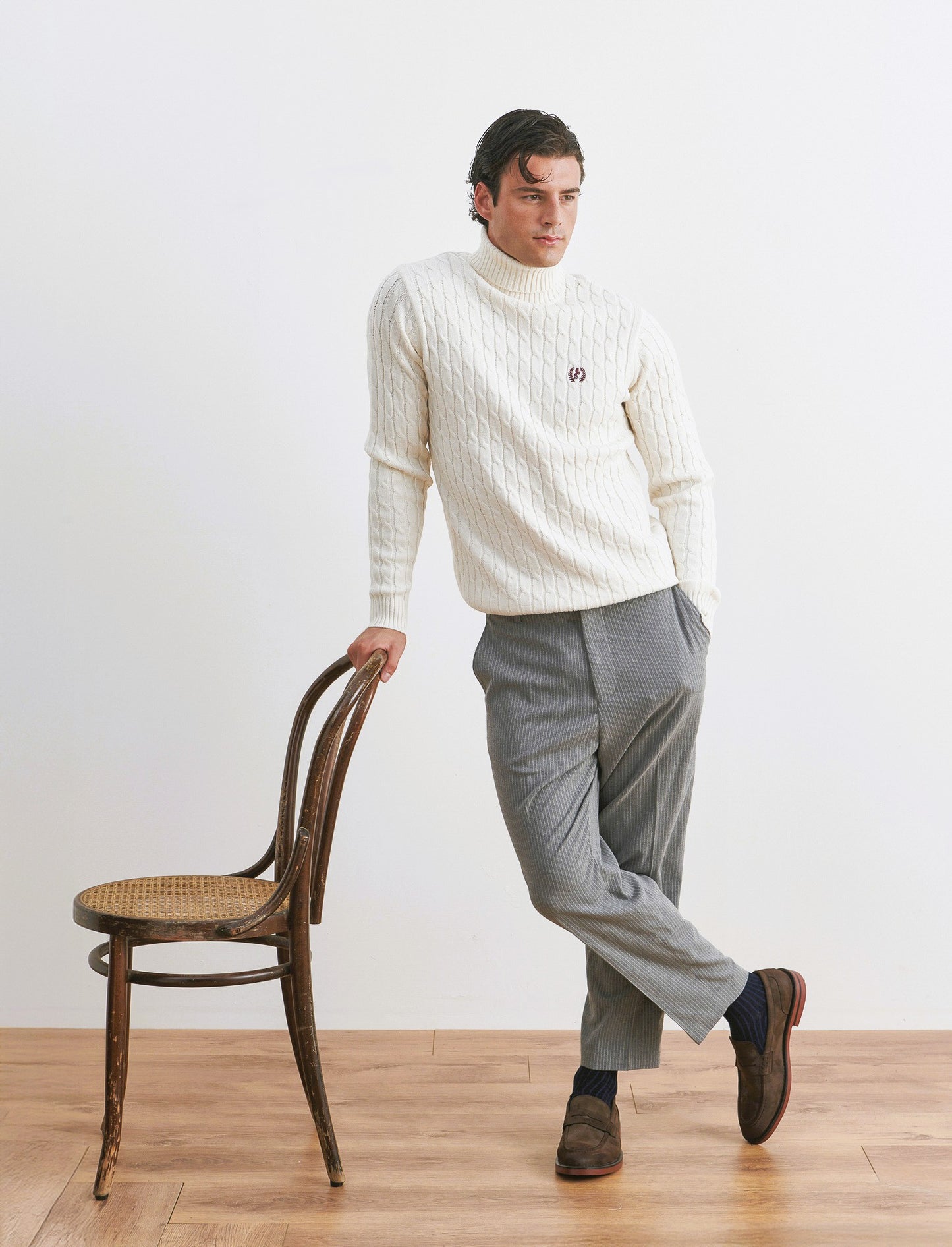 PANTALONI CHINO GESSATI EASY FORMAL FIT - Grigio mel.