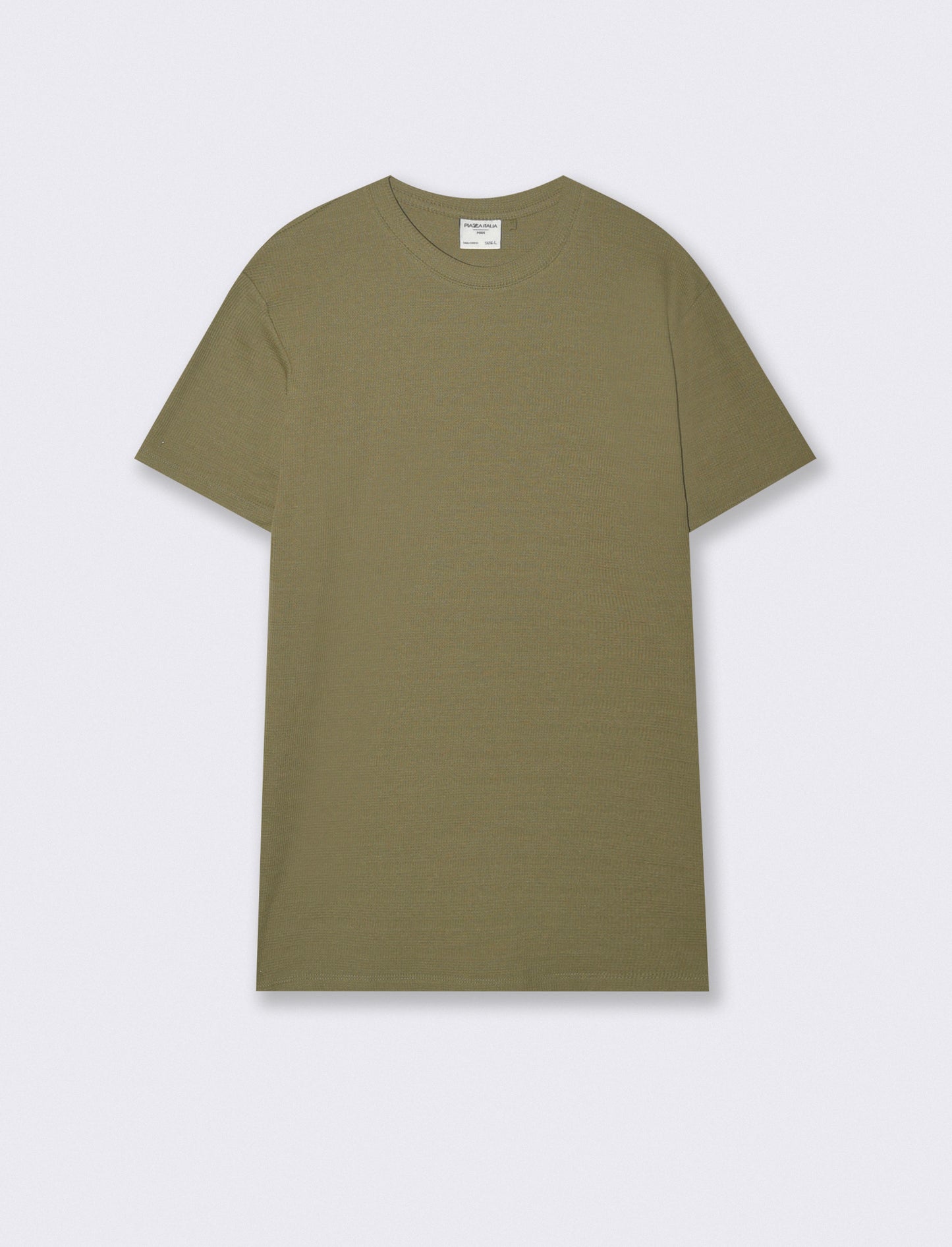 T-SHIRT  IN WAFFLE  JACQUARD REGULAR FIT - Verde oliva