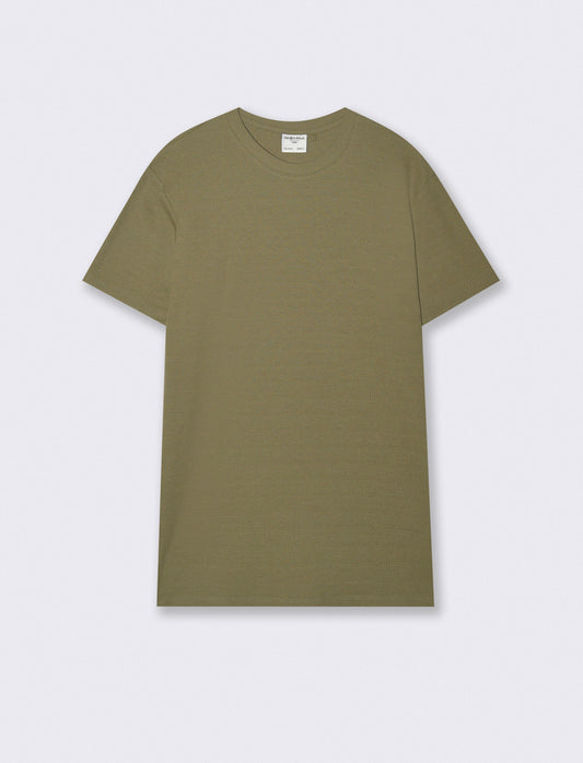 T-SHIRT  IN WAFFLE  JACQUARD REGULAR FIT - Verde oliva