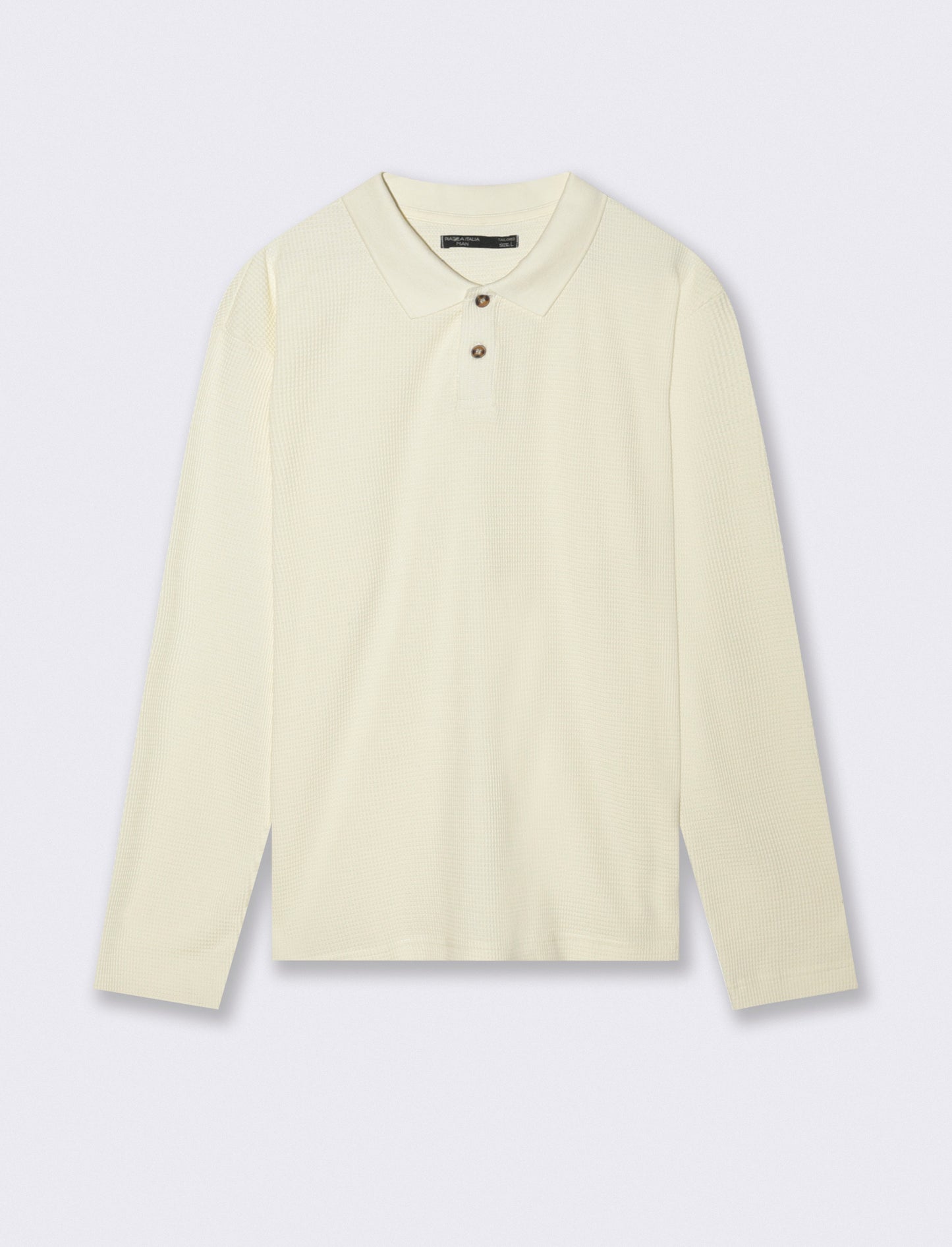 POLO WAFFLE JACQUARD MANICHE LUNGHE - Bianco
