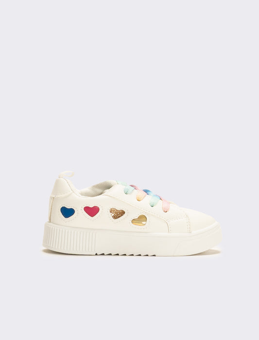 Sneakers da bambina con cuori - Bianco