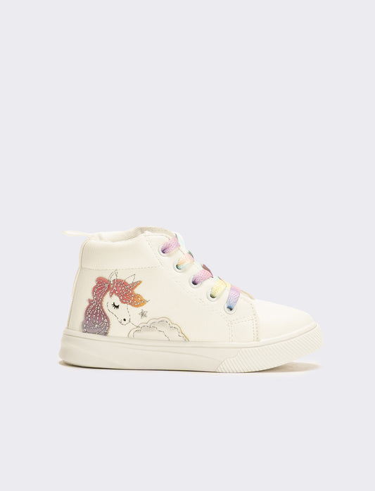Sneakers unicorno da bambina - Bianco