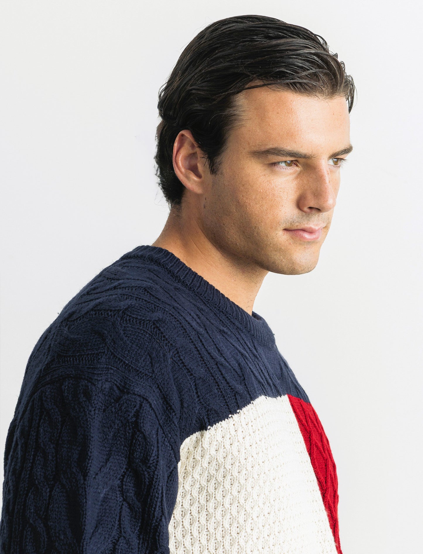 MAGLIA GIROCOLLO AD INTARSIO - Blu