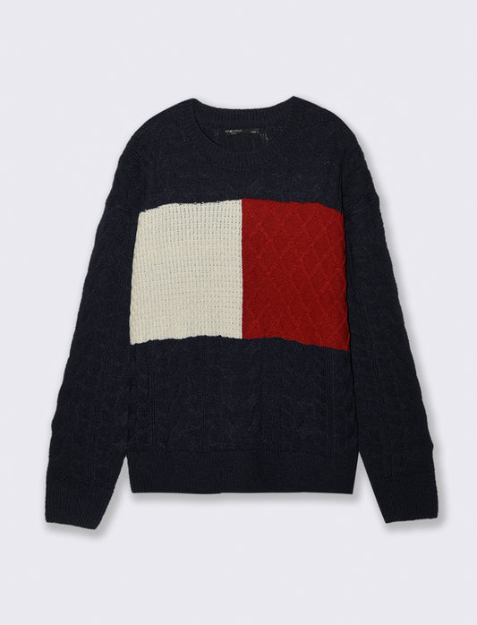 MAGLIA GIROCOLLO AD INTARSIO - Blu