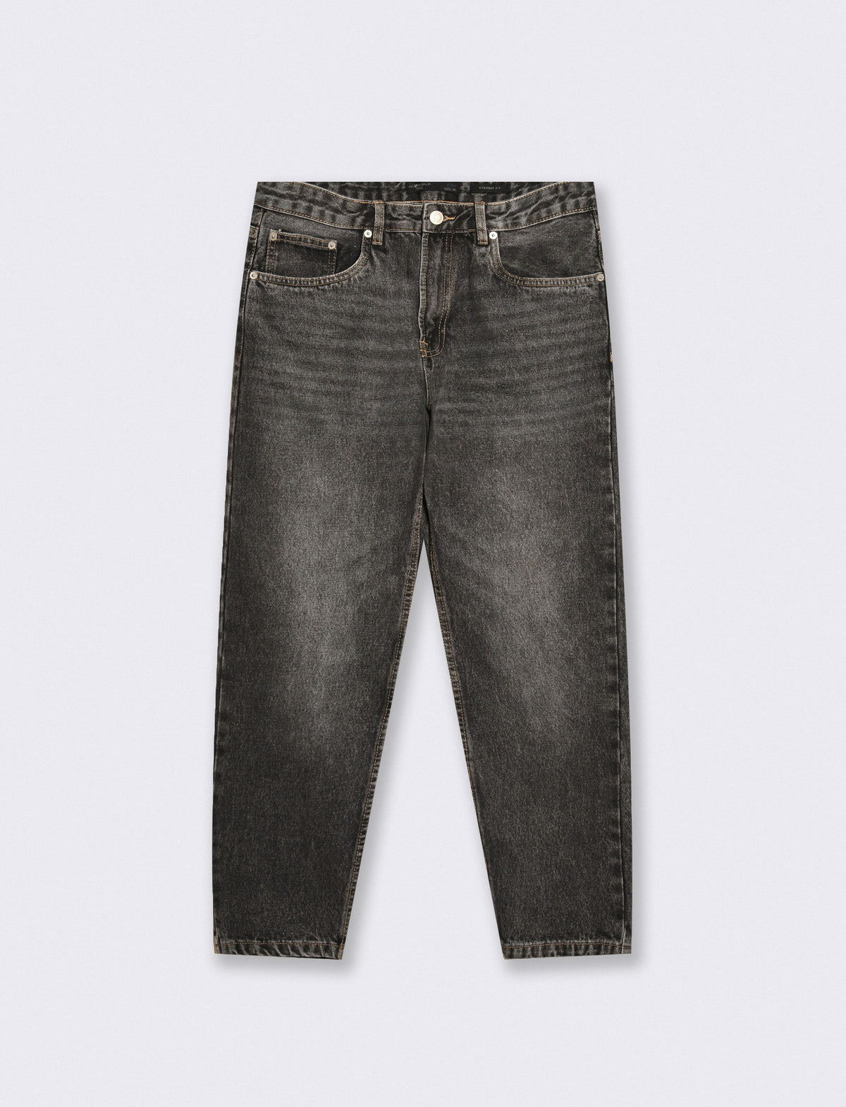 Black Straight Fit Jeans with Distressed Effect - Black