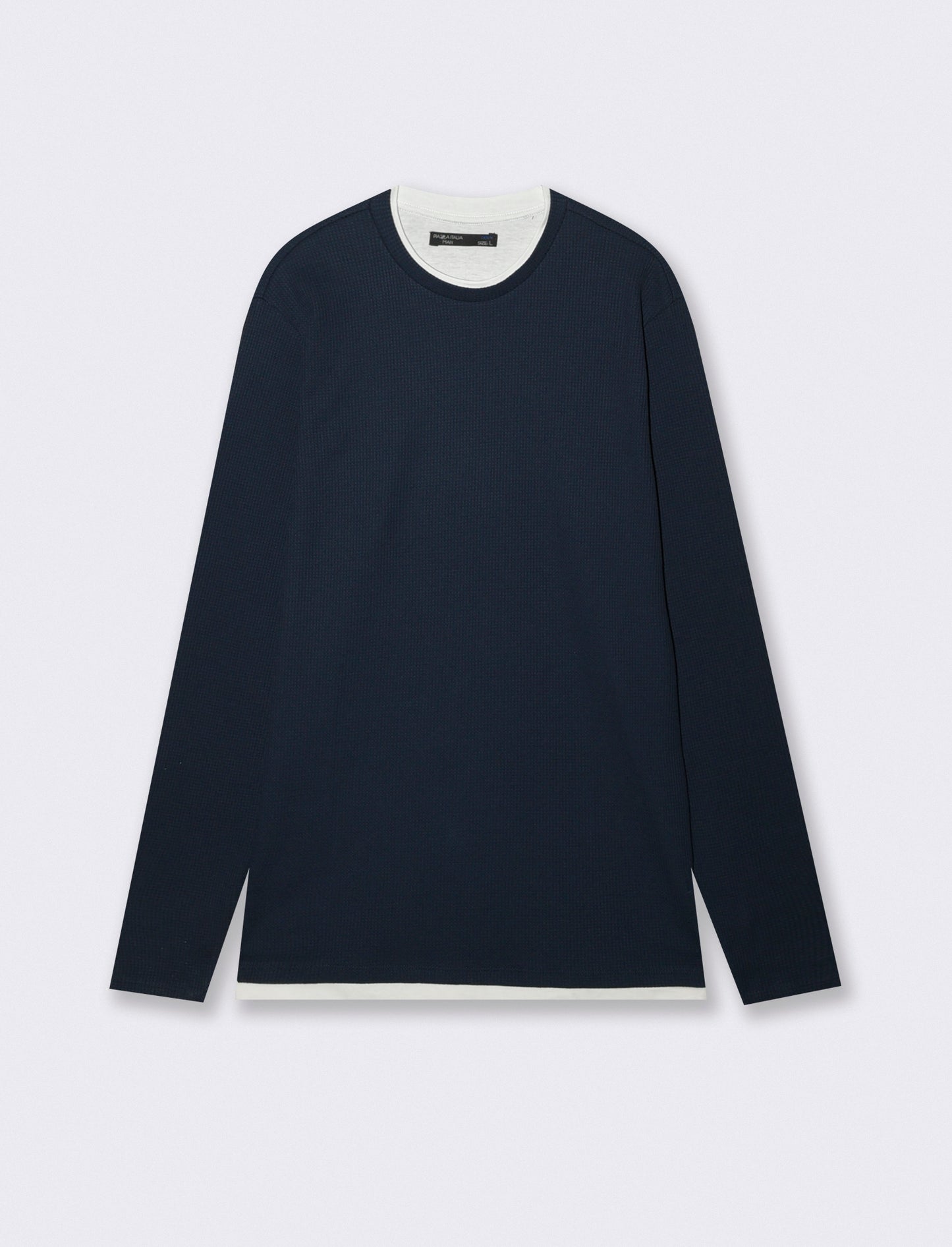 MAGLIA GIROCOLLO STRUTTURA WAFFEL - Blu