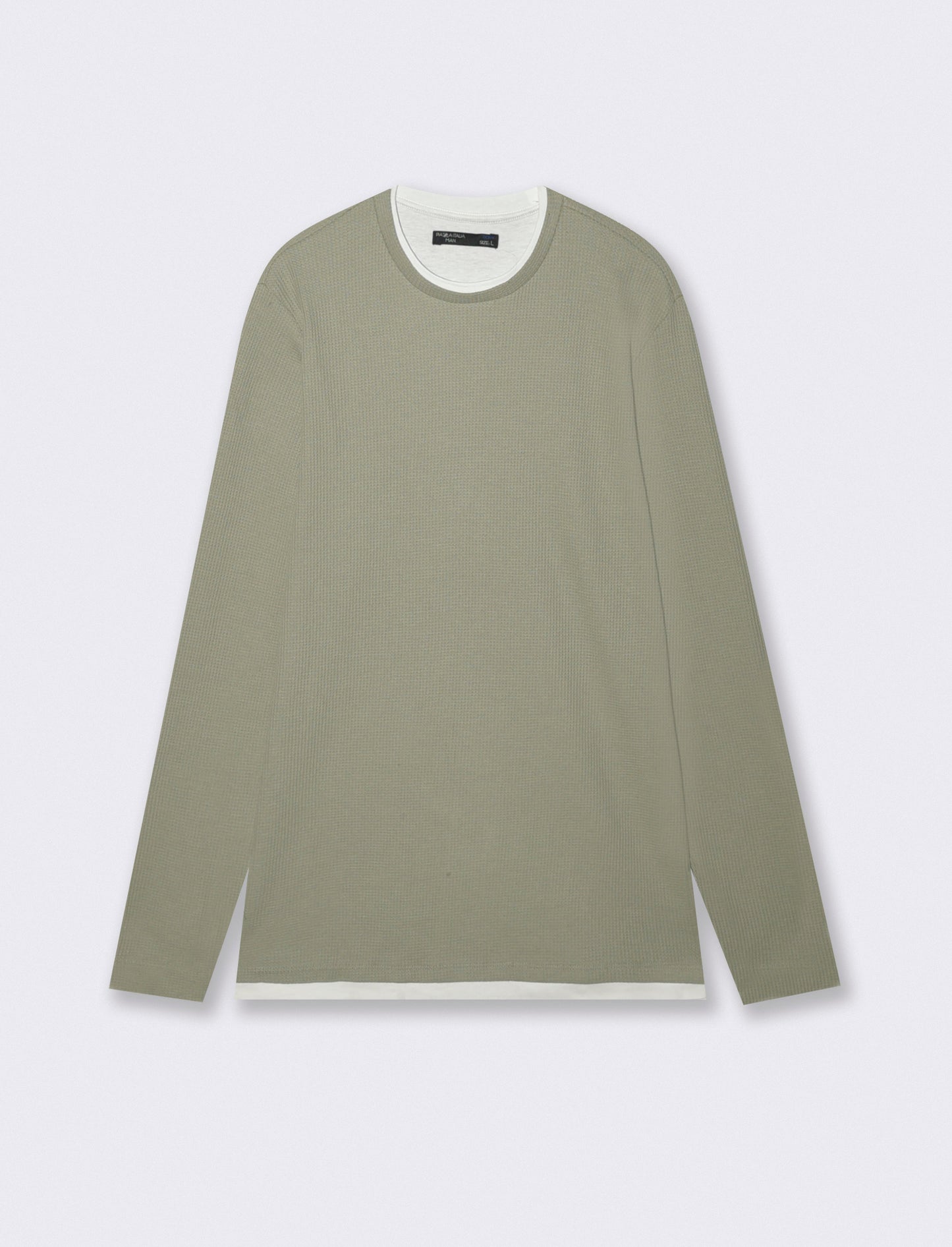 MAGLIA GIROCOLLO STRUTTURA WAFFEL - Verde salvia