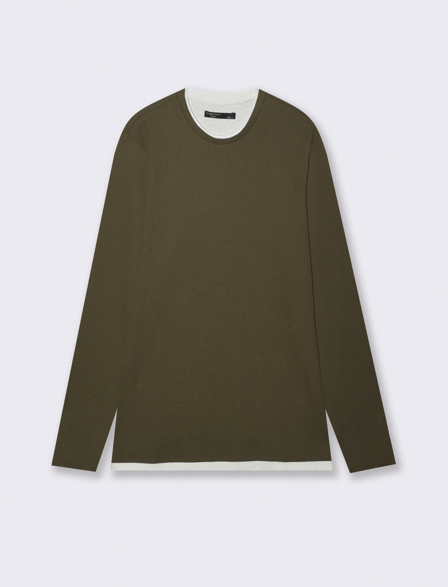 MAGLIA GIROCOLLO STRUTTURA WAFFEL - Verde militare